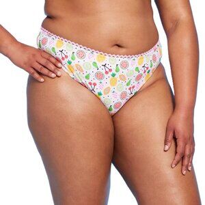 Wild Fable White Fruit Print Mid Rise Bikini Swim Bottom -- Size 0X 14-16